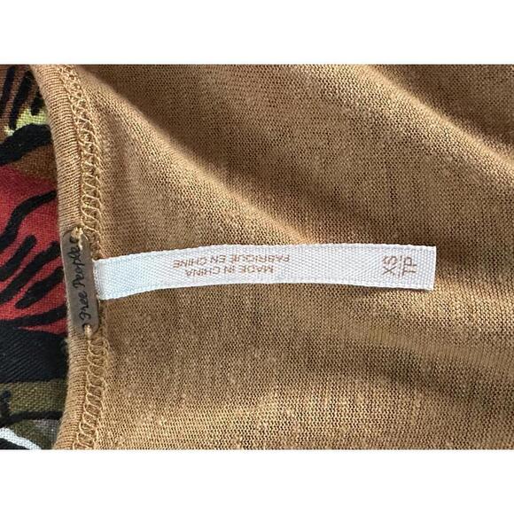Free People tan lagenlook boho Bittersweet linen-blend cold shoulder top Size XS - Picture 4 of 4